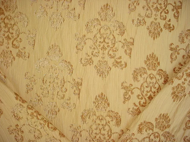 7-3/8Y Pindler Harvest Antique Gold Floral Damask Chenille Upholstery Fabric