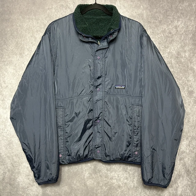 Vintage Patagonia Men’s GLISSADE Reversible Deep Pile Jacket Sz M Navy/Green