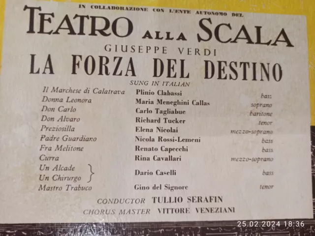 Verdi : La Forza Del Destino  Teatro alla Scala  Serafin Callas  Box 3 LPs 3