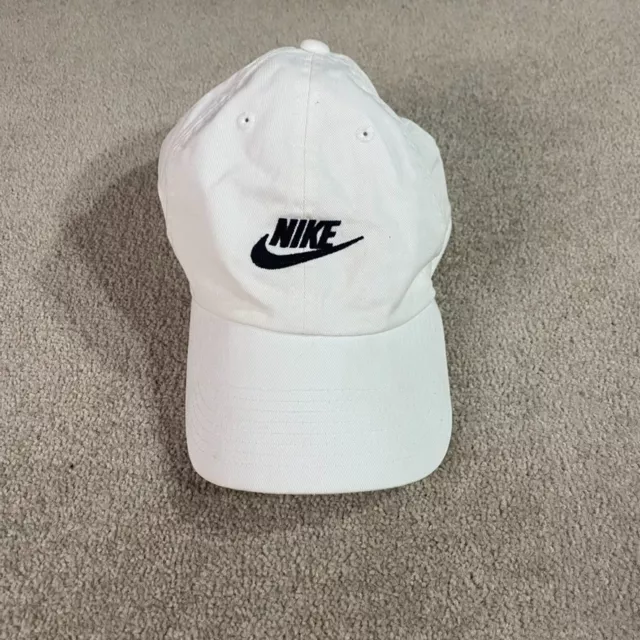 Nike Hat OSFM White Black Swoosh Logo Heritage Baseball Cap Athletic Casual