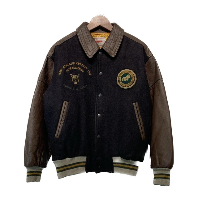 McGREGOR Varsity Jacket Wool Cow Leather Switching Patch Double Sided Embroidery