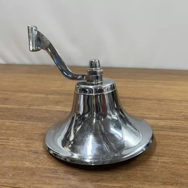 VTG Chrome Nautical Ship Boat Bell Wall Mount W/ Bracket 4.5" X 6" Decor Loud