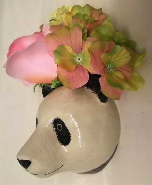 Quail Ceramic Giant Panda Head Wall Pocket Or Vase Wildlife Animal Figure Small