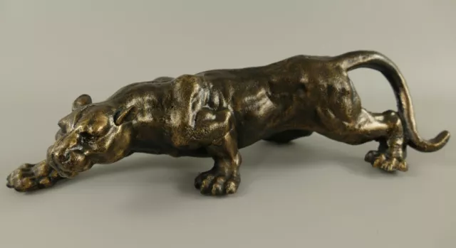 Figur Panther Eisen Löwe Tiger Puma Jaguar Statue Skulptur Bronze Türstopper NEU