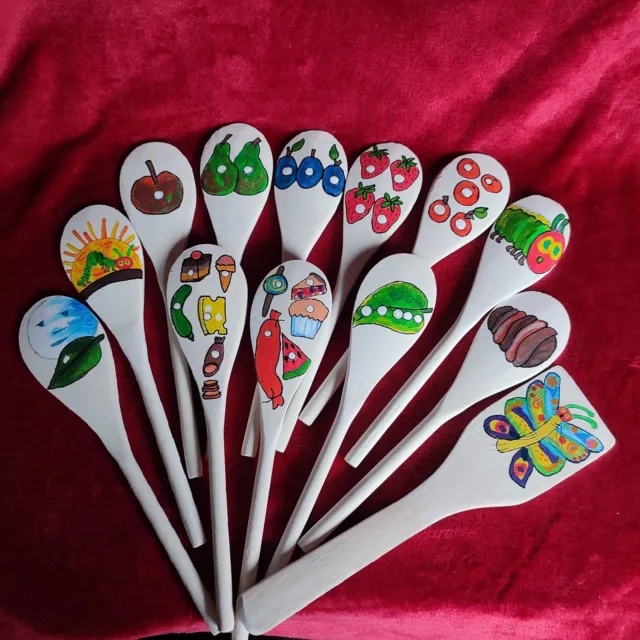 The Very Hungry Caterpillar Hand Painted Wooden Spoons Story Sack Life Cycle