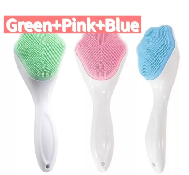 1/3 x Silicone Face Scrubber Exfoliating Brush Manual Handheld Facial Cleansing