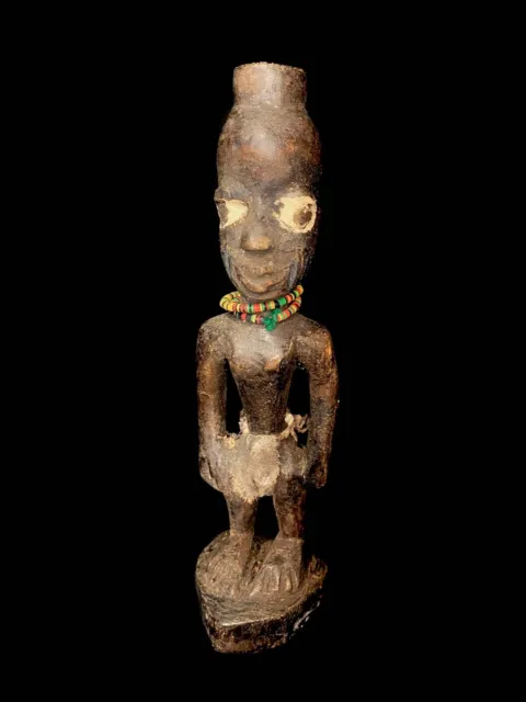African Tribal Art Wooden Carved statue tribal wood Statue Yoruba-6557