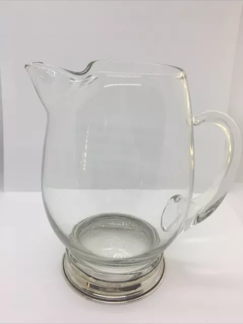 VTG Wallace 925 Sterling Silver Base Glass Cocktail Pitcher U-15  Needs Polish