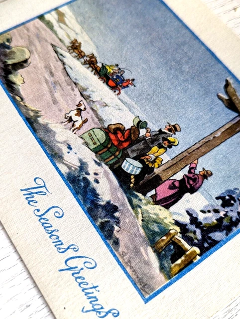 Vintage Crinoline Horse & Carriage Christmas 1950's UNUSED Greeting Card (EB6011