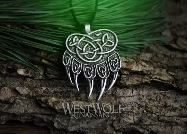 Knotted Bear Paw Pendant - Viking or Celtic Style --- Norse/Berserker/Claw/Steel