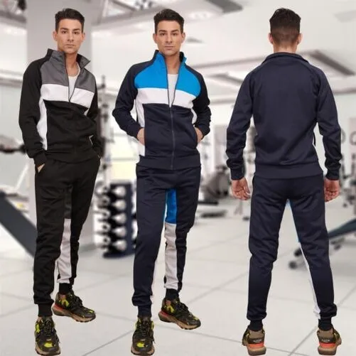 Hombre Corte Slim Zip-Through Chándal Set Informal Tops Pantalones de Sudaderas