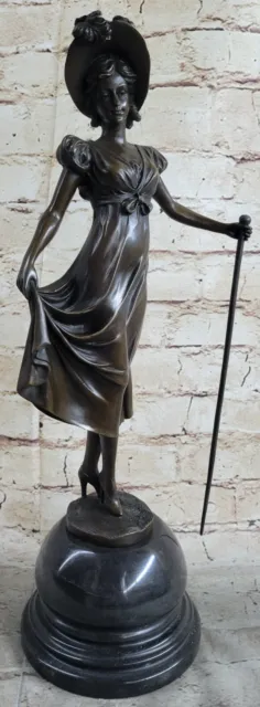 Art Deco/Nouveau Victorian Southern Proper Lady Genuine Bronze Sculpture Figure