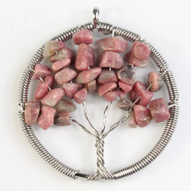 Natural Crystal gemstone Reiki Chakra Chip Beads Tree of Life Healing Pendants