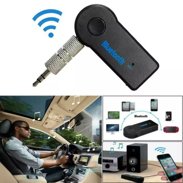 Wireless Bluetooth Receiver 3.5mm-AUX Audio Stereo Car Black Music Adapter J3U0