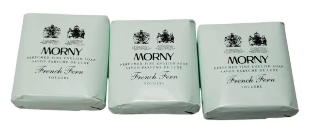 Jabón inglés fino perfumado helecho francés Morny 2,6 ozs x 3,75 g, conjunto de 3