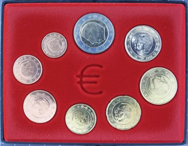 € EURO Kursmünzensatz KMS 1999 - 2004 Belgien im Kunststoffblister samtartig rot