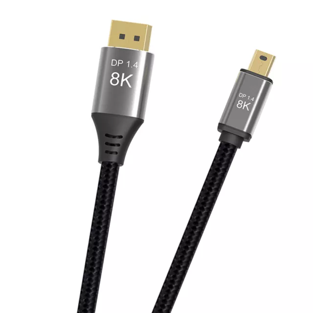 1/2/3m Mini DP to DP Cable Conversion Cord 8K@60Hz 4K@144Hz DisplayPort 1.4