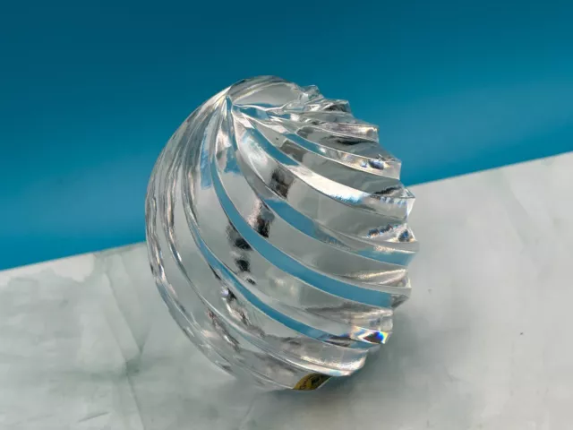 Vintage Tyrone Crystal Ireland Full Lead Swirl Cut Glass Egg Shaped Paperweight