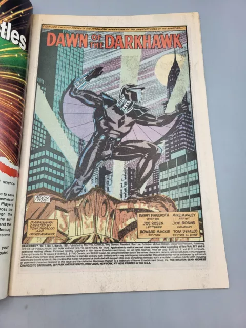 Darkhawk Vol 1 #1 March 1991 Dawn Of The Darkhawk Illustrated Marvel Comic Book 3