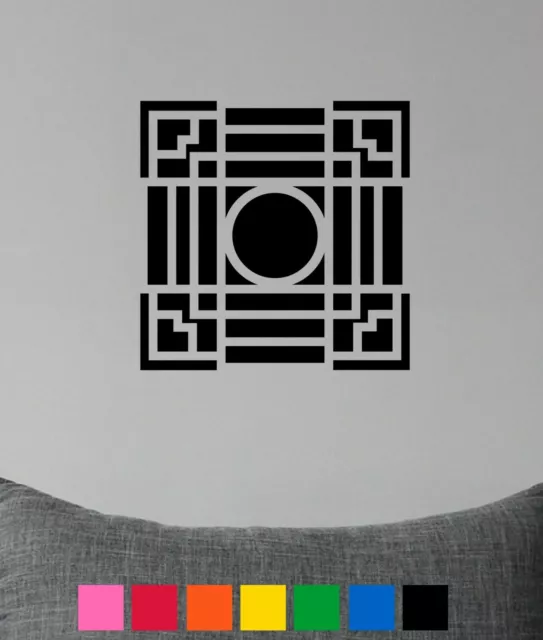 Art Deco Square Geometric Pattern Corner Wall Art Matt Vinyl Sticker Decal