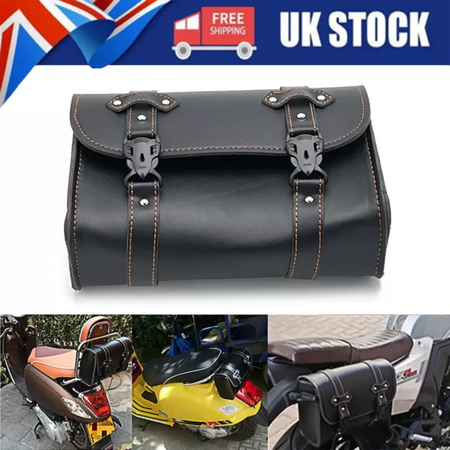 Motorcycle Saddle Bag PU Leather Tool Roll Motor Side Luggage Travel Tail Bag