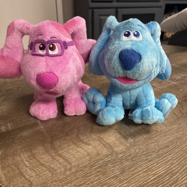 Blues Clues & You Plush 7'' Blue Magenta Stuffed Plush Dog Nickelodeon Cute Pair