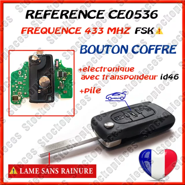 Cle Electronique Vierge CE0536 FSK COMPATIBLE Citroen Berlingo Peugeot  Partner