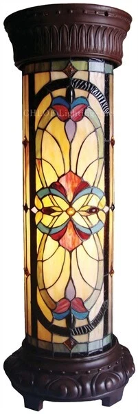 30" Tiffany Stained Glass Style Night Light Victorian Pedestal Floor Light Lamp