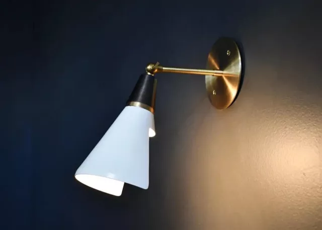 Petite Magari Adjustable Wall Lamp in Black White & Brass