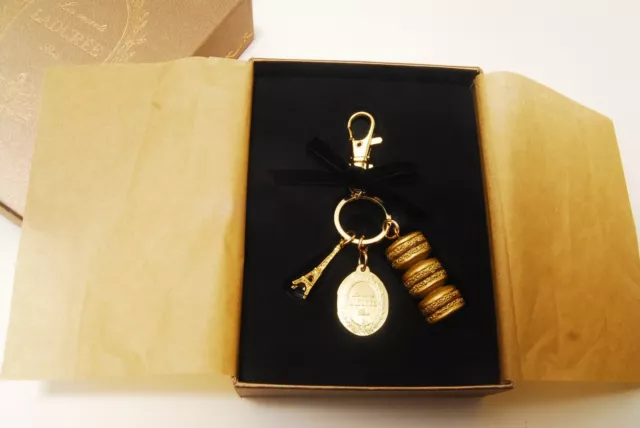 Limited Laduree Paris Keychain Bag Charm Macaron Red Pompon Gift Box Coeur  Opera