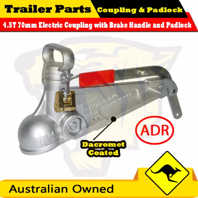 4.5T 70mm Electric Trailer Coupling Dacromet Coated with Brake Handle and Lock