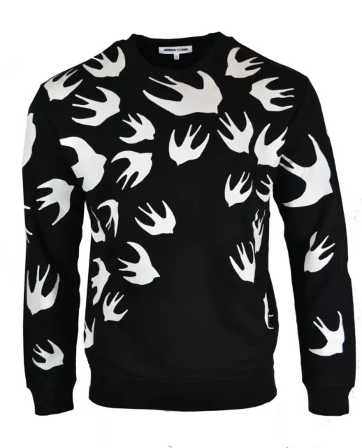 Mcq Swallow Print Sweatshirt Jumper Alexander Mcqueen Black White Bird Rare