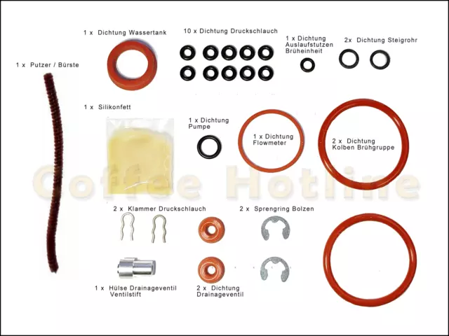 Jura XXL Dichtsatz Dichtung O-Ring Brühgruppe Drainageventil Flowmeter Klammern