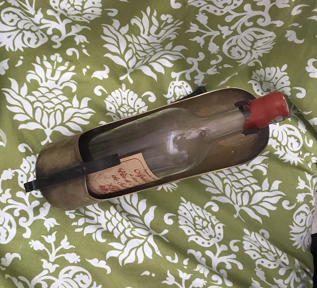 French Jean Goardere Wine Bottle Holder Stand Brass Wrought Iron Vintage Carrier 12
