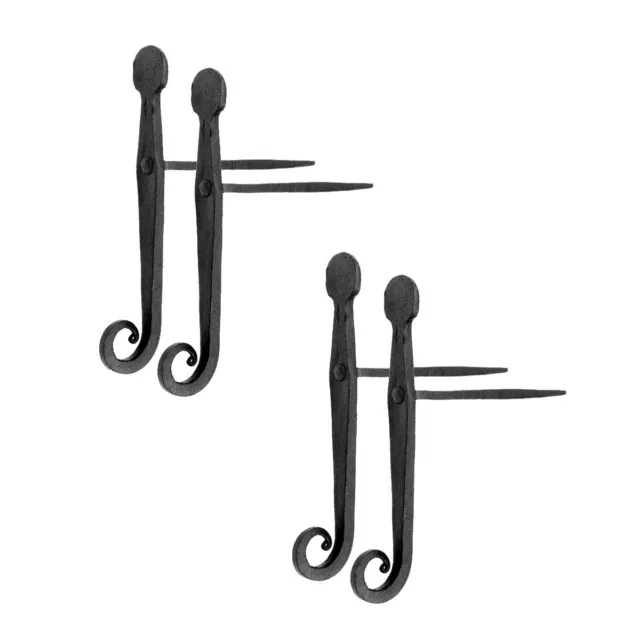 Black Shutter Dog Holders 7" L Wrought Iron Rat Tail Shaped Pack of 2