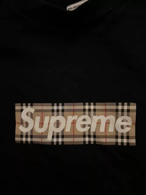 Supreme X Burberry Box Logo T-Shirt Black Size Small