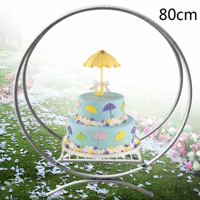 60/80cm Double Hoop Wedding Cake Stand Floral Arch Rack Balloons Gold/ Silver