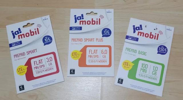 ja!mobil Prepaid Sim Karte SMART PLUS oder BASIC oder SMART OVP unbenutzt NEU