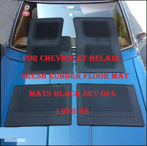 For Chevrolet Bel Air Fresh Rubber Floor Mat Mats Black Set of4 1955-58