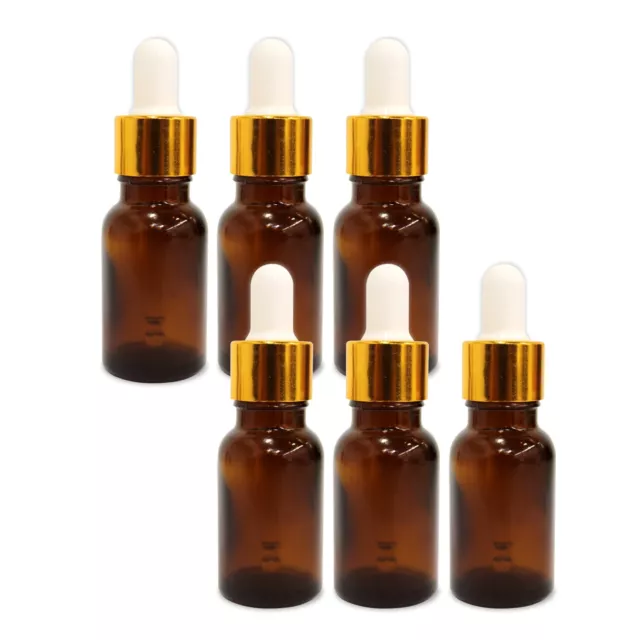 Shoprythm Glass Amber bottle with golden dropper & Funnel 0.50Oz 3 & 6 Pack]