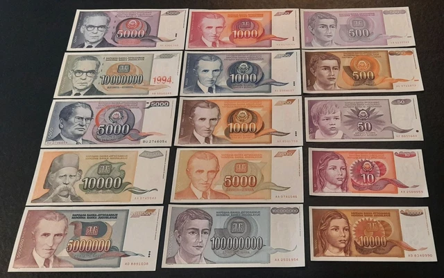 Yugoslavia UNC Set (1968-1994) - 37 pcs (different notes/banknotes)