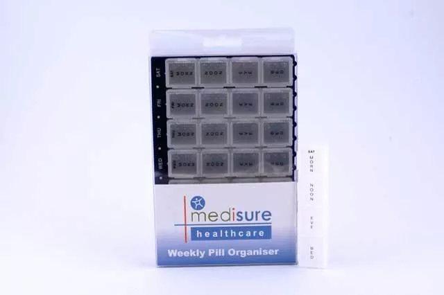 Medisure 7 Day (Weekly) Pill Organiser with 28 Compartments