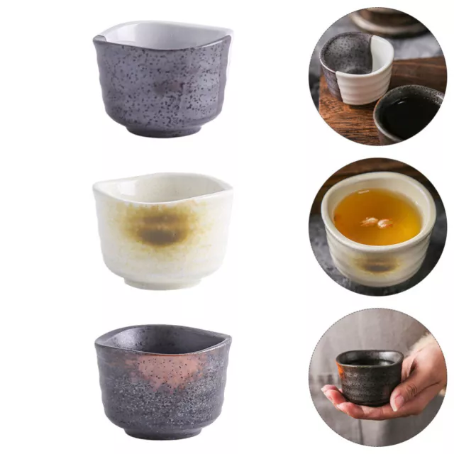 3 Pcs Ceramic Sake Cups Pottery Porcelain Mugs Japanese Vintage Decor Set