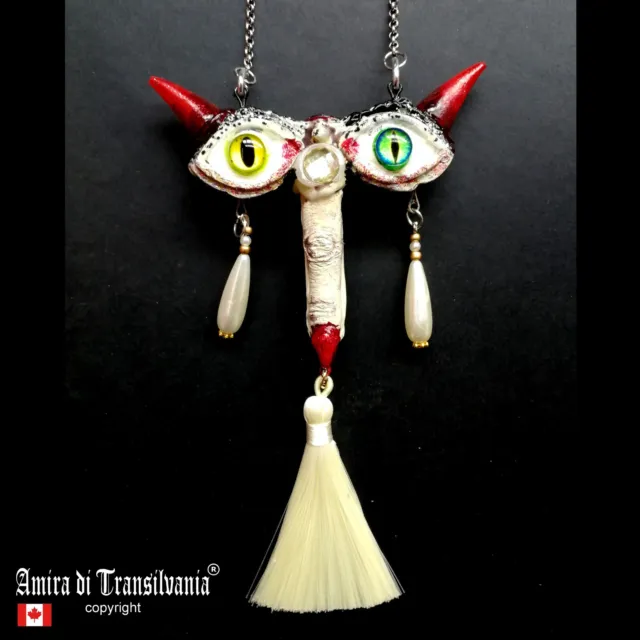 devil eye magical talisman necklace pendant amulet satanic demon middle finger