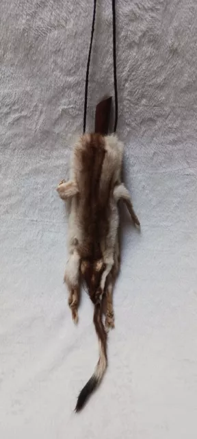 HANDMADE REGALIA WEAR weasel pelt neck knife sheath with 6 