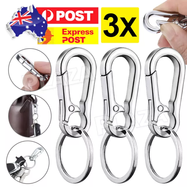 3X Clasp Clips Hook Alloy Keychain Split Key Ring Durable Detachable Keychain