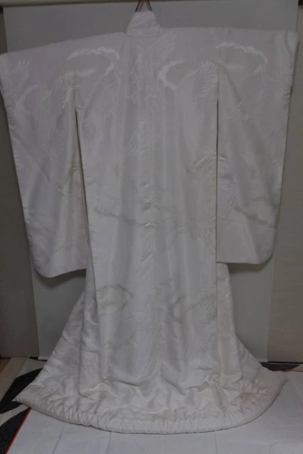 Japanese Kimono Uchikake Luxurious Wedding Pure Silk Crane White K425