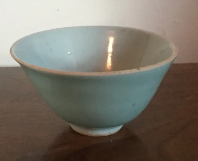 19th c. Chinese Monochrome Porcelain Celadon Porcelain Libation Wine Tea Cup