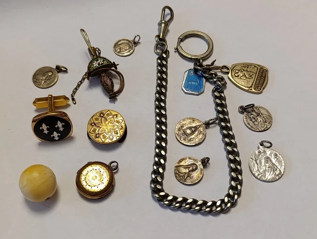 LOT BIJOUX MICROMOSAÏQUE Fleur de Lys Plaqué Or Napoléon III & Divers 47,7 g EUR 3,00 - PicClick FR