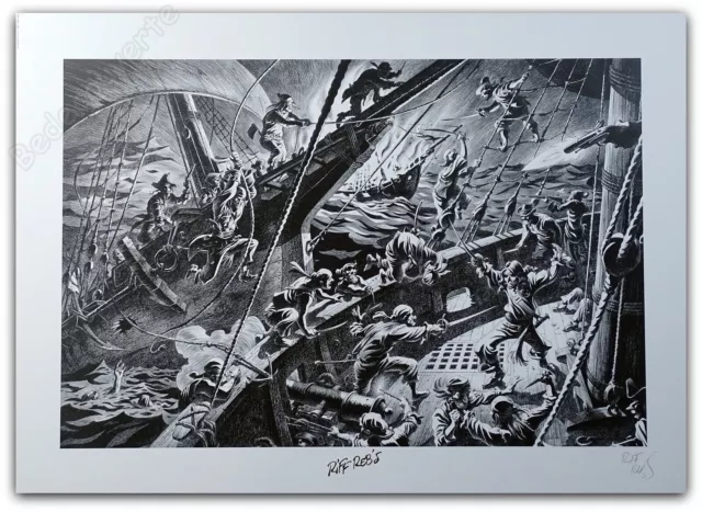 Affiche Riff Reb's Bateau combat en mer 2021 Signée 50x70 cm